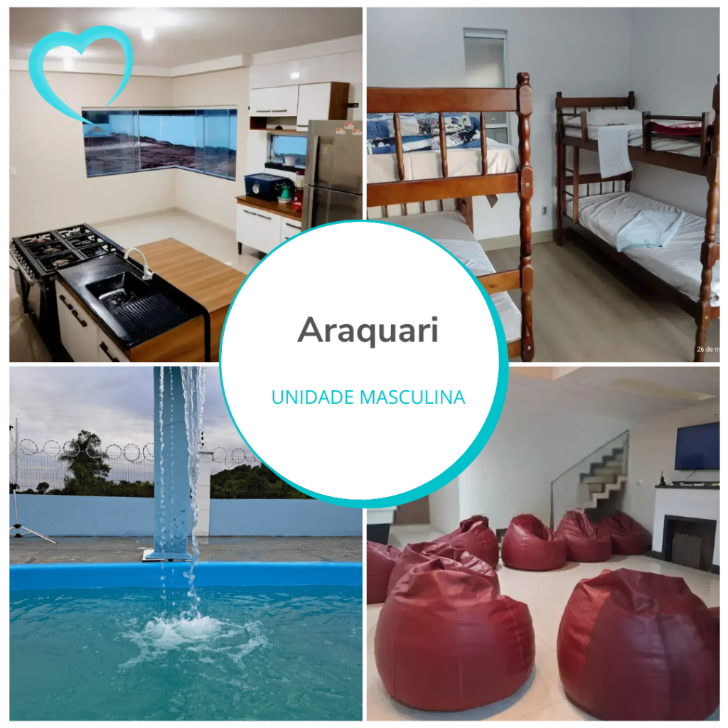 Ambientes acolhedores e terapêuticos da clínica de recuperação em Araquari, Santa Catarina, incluindo piscina, quartos privativos, sala de jogos e áreas de lazer, projetados para proporcionar conforto e bem-estar aos pacientes durante o processo de recuperação.